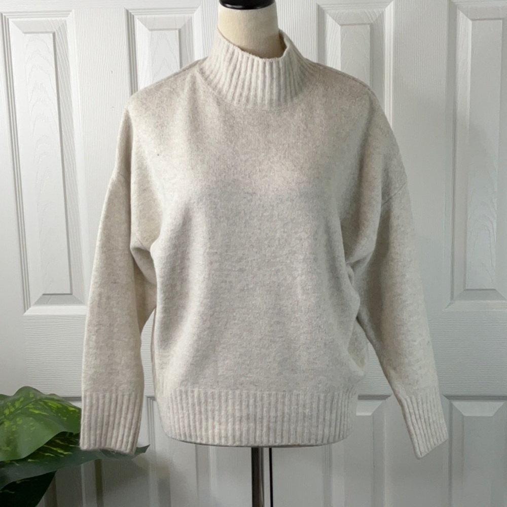 For The Republic Neutral Cream Mock Neck Pullover
